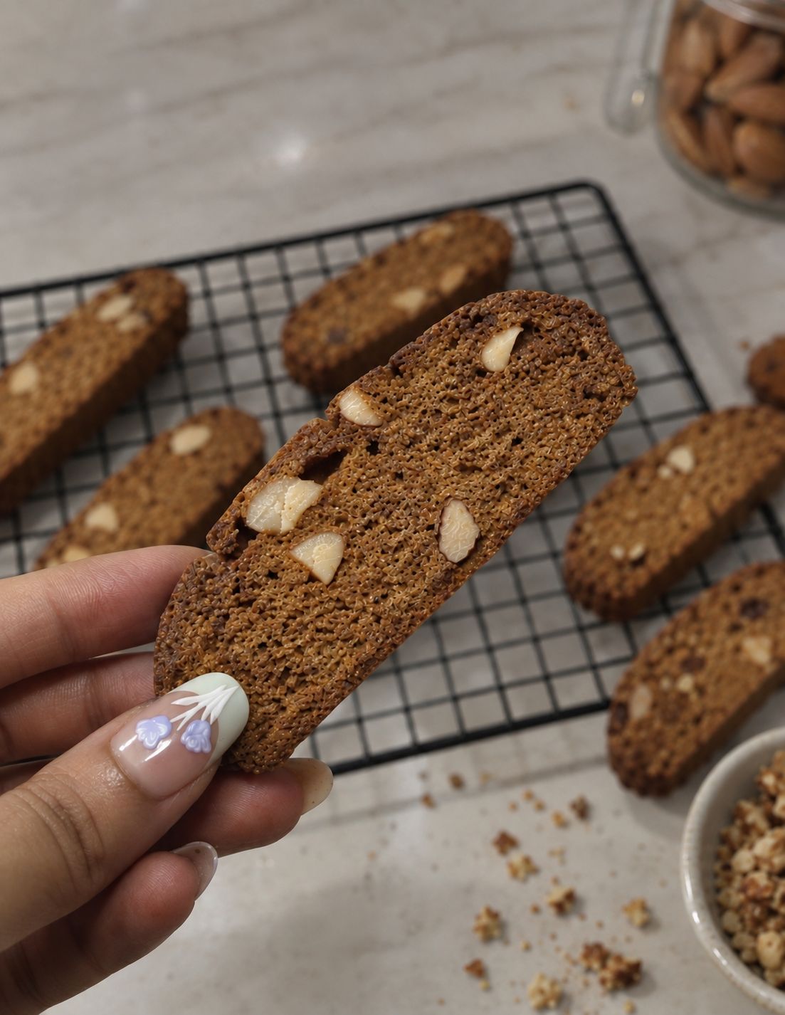 Whole Wheat Jaggery Almond Biscotti